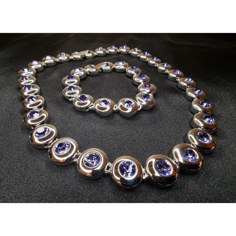 Vintage Nolan Miller 1999 Glamour Collection Silver-Tone Necklace & Bracelet Set - Picture 4 of 7